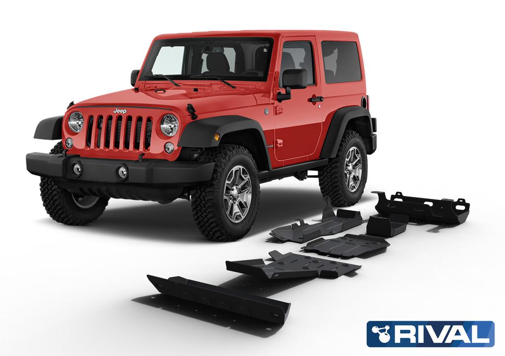 PACK DE SKID PLATE (6 PLACAS DE ACERO 3mm) RIVAL JEEP WRANGLER JK 2007-2018