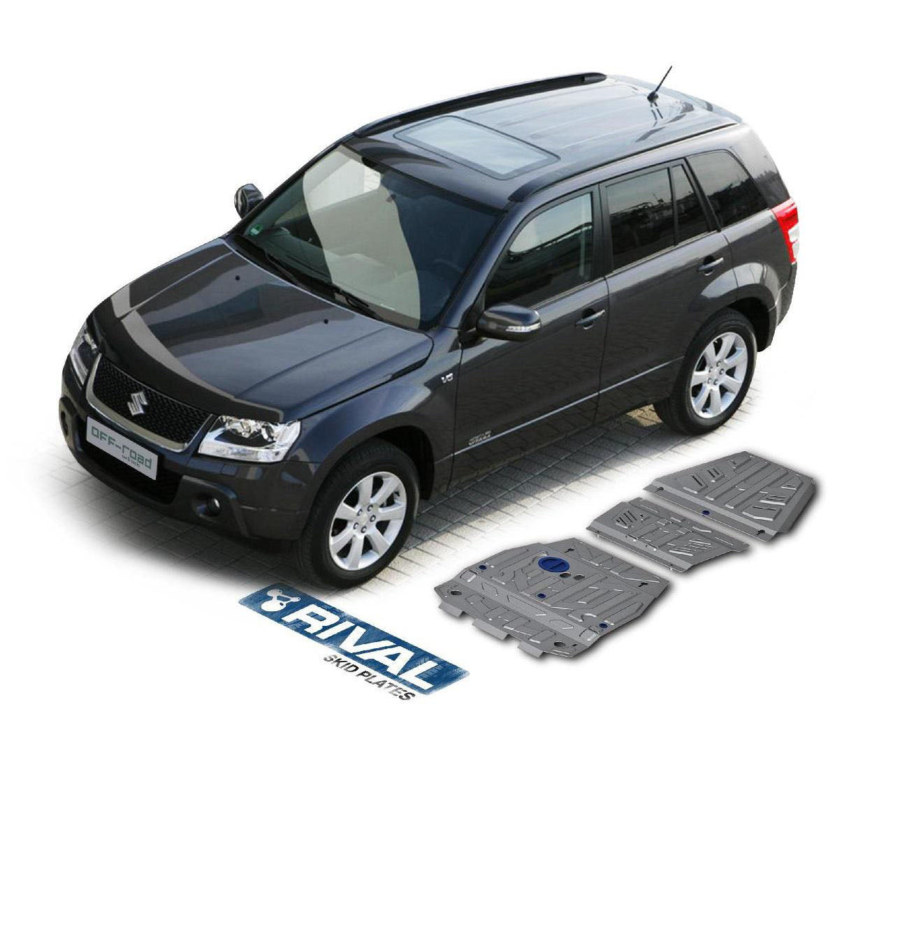 PACK DE SKID PLATE (3 PLACAS DE ACERO 3mm) RIVAL SUZUKI GRAND VITARA 2005+ - SUZUKI GRAND NOMADE 2005+