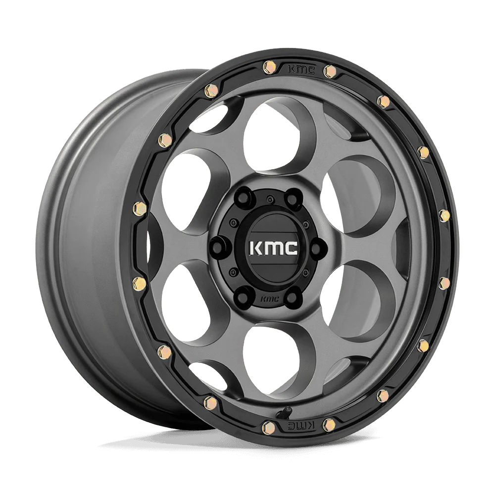 17X8.5 6X139.7/00 Kmc Dirty Harry Satin Gray W/Blk Lip Cb106