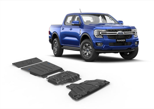 PACK DE SKID PLATE (4 PLACAS DE ACERO 3mm) RIVAL FORD RANGER NEXT GEN. 2024+ - FORD RANGER RAPTOR 2024+