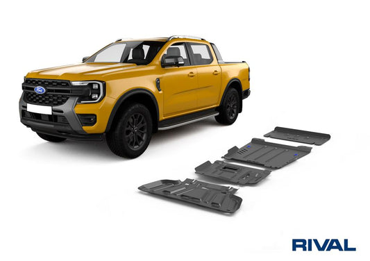 PACK DE SKID PLATE (4 PLACAS DE ACERO 3mm) RIVAL FORD RANGER NEXT GEN. 2024+ - FORD RANGER RAPTOR 2024+
