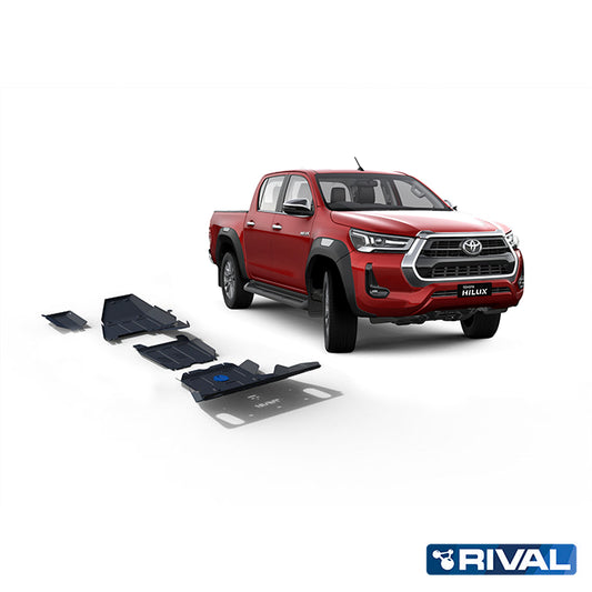 PACK DE SKID PLATE (3 PLACAS DE ACERO 3mm) RIVAL TOYOTA HILUX 2023+