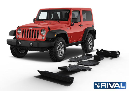 PACK DE SKID PLATE (6 PLACAS DE ACERO 3mm) RIVAL JEEP WRANGLER JK 2007-2018