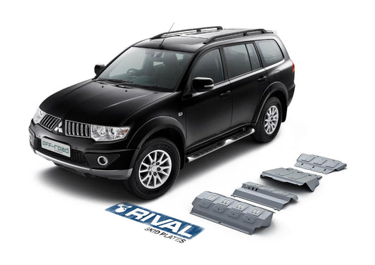 PACK DE SKID PLATE (4 PLACAS DE ACERO 3mm) RIVAL MITSUBISHI MONTERO SPORT 2005-2015 - MITSUBISHI L200 2005-2015