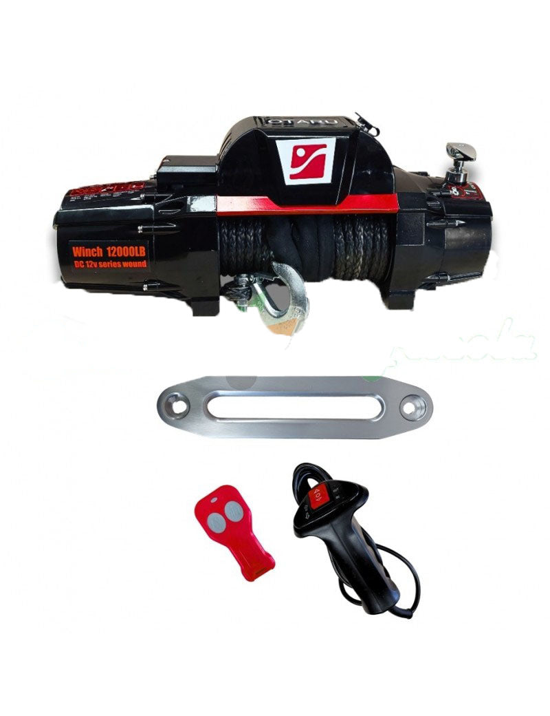 Winche Eléctrico Capacidad 12.000 lbs 12v DC Piola Sintética Control Remoto Inalámbrico