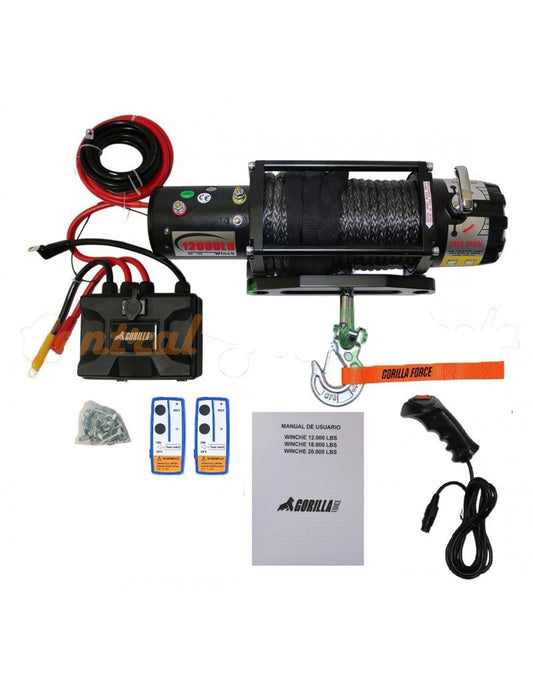 Winche Gorilla Force 12.000 libras S 12v control remoto manual e inalámbrico