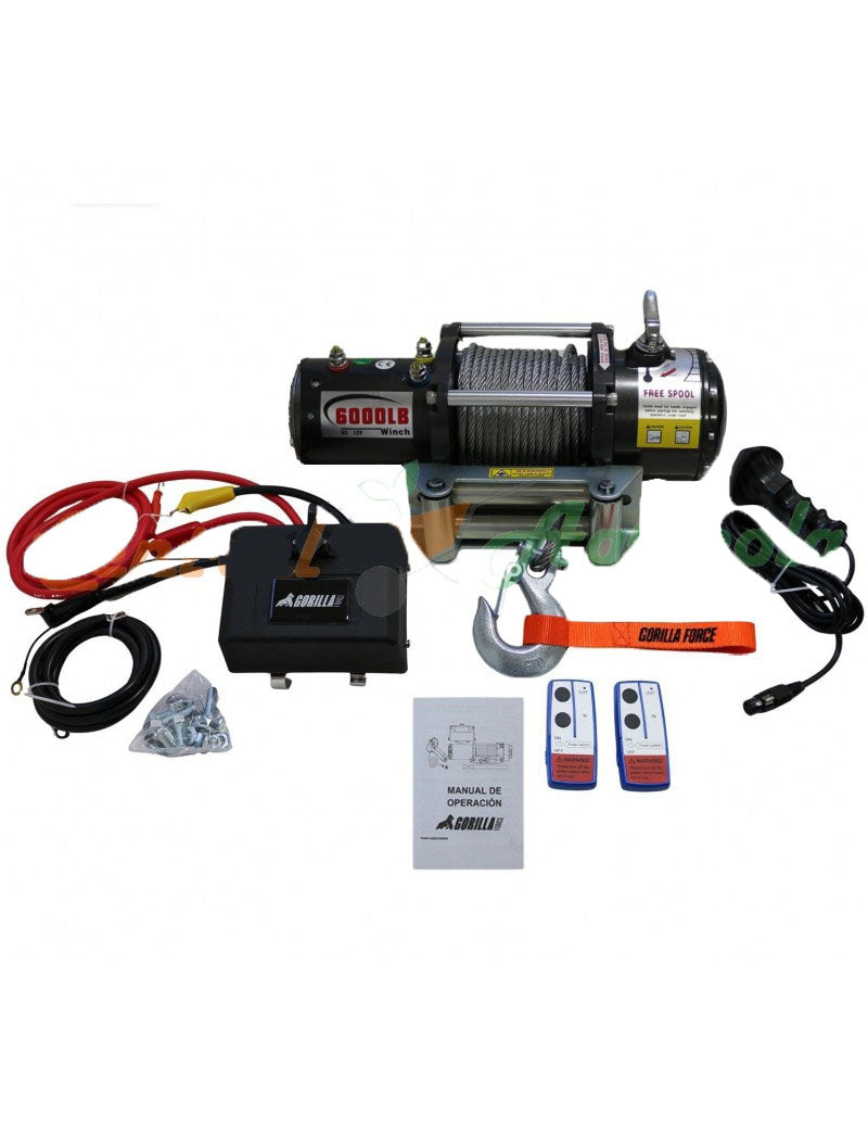 Winche Gorilla Force 6.000 libras 12v Heavy Dutty control remoto manual e inalámbrico