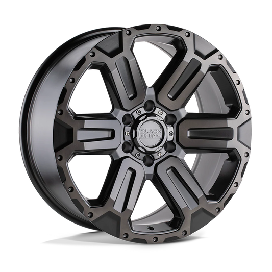 17X8.5 6X139.7/12 Black Rhino Wanaka Matte Gunmetal W/Brushe