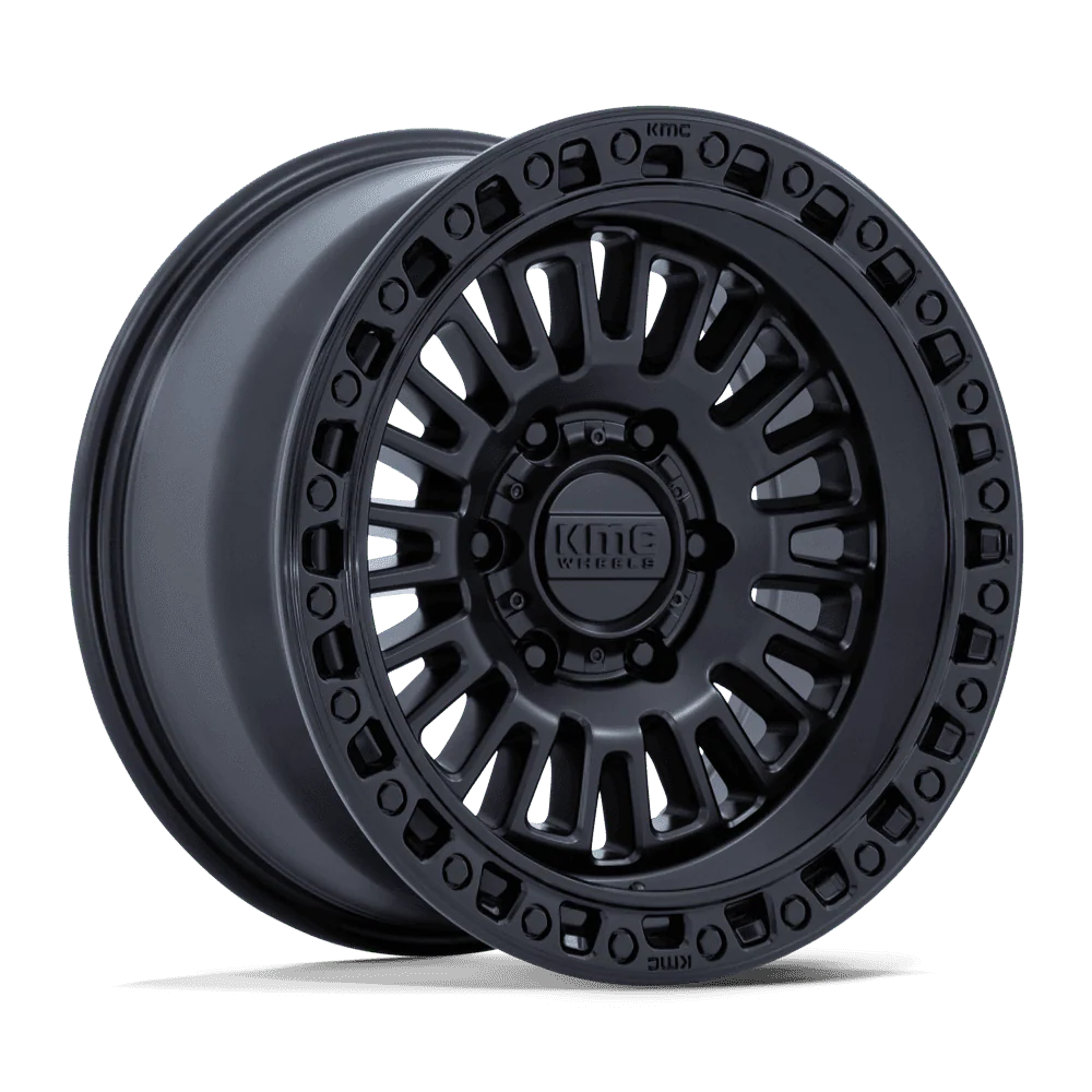 17X8.5 6X139.7/00 Kmc Km554 Aztec Matte Black W/Gloss Black