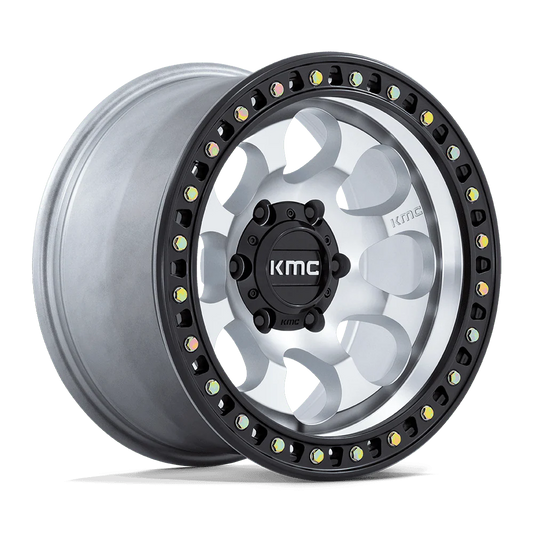 17X8.5 6X139.7/10 Kmc Riot Machined W/Satin Black Lip Cb106