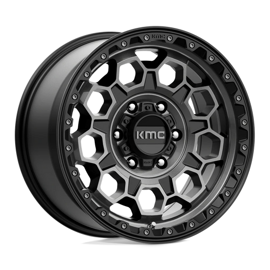 17X9.0 6X139.7/00 Kmc Trek Satin Black With Gray Tint Cb106.